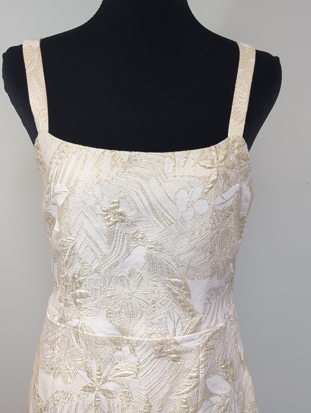 Lulus Gold and White Brocade Mini Dress